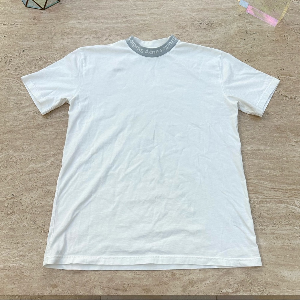 LIKE NEW! Acne Studios Mock Neck Logo Tee! Sz Small